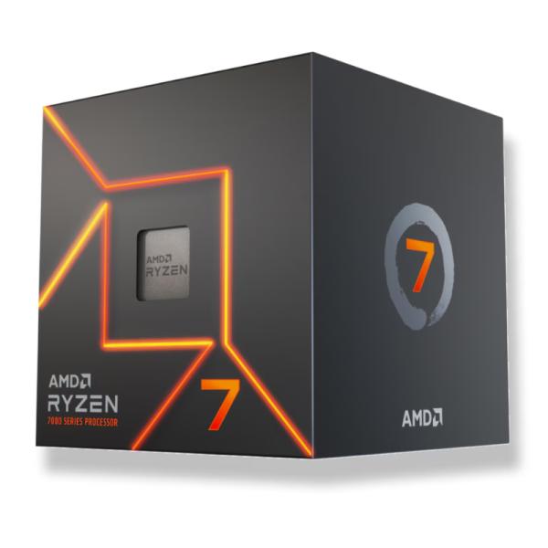 Procesador AMD Ryzen 7 7700 5.3GHz vista frontal con empaque original