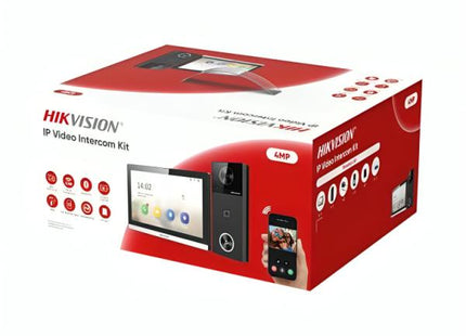 Kit videoportero Hikvision DS-KIS610-P negro vista frontal con pantalla
