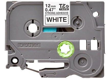 Cinta Brother TZeS231 12mm negro sobre blanco con adhesivo extra fuerte para rotuladoras P-touch