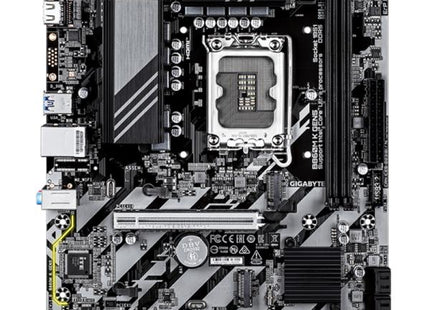 Tarjeta madre Gigabyte B860M K Gen5 vista frontal con slots DDR5 y socket LGA1851