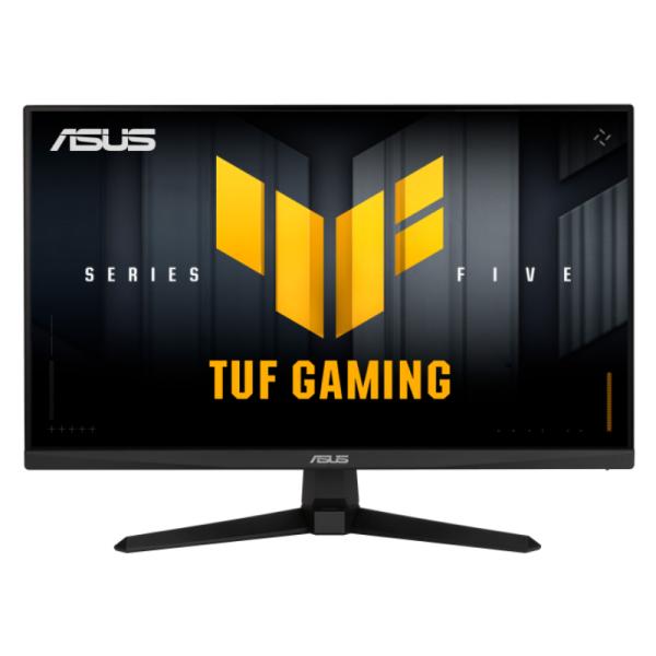 Monitor gaming ASUS TUF VG259Q5A 24.5 pulgadas vista frontal con pantalla encendida mostrando imagen de juego