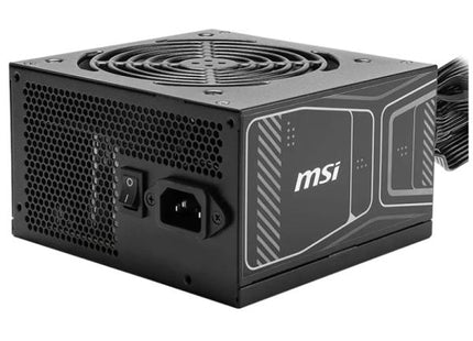 Fuente de poder MSI MAG A750GN 750W vista frontal con logo MSI y ventilador