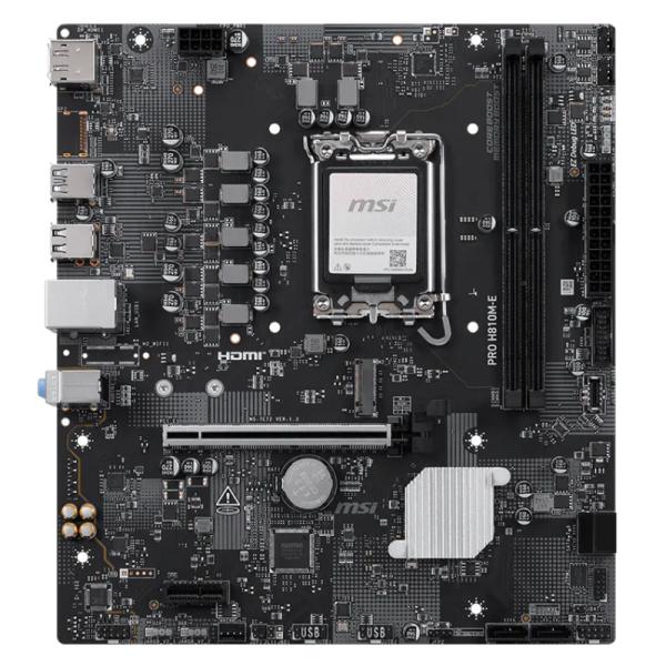 Tarjeta madre MSI PRO H810M-E LGA 1851 MATX DDR5 vista frontal completa
