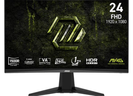 Monitor MSI MAG 245C gaming curvo 24 pulgadas vista frontal con pantalla encendida