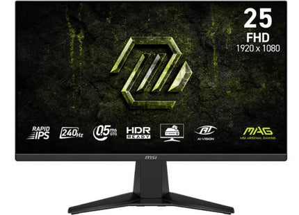 MONITOR GAMING MSI 25 PULG MAG 255F X24 PLANA 1920X1080 FULL HD 240 HZ RAPID IPS AMD FREESYNC PREMIUM HDMI / DISPLAYPORT 9S6-3BC91M-001 NEGRO