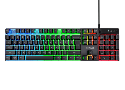 Teclado gaming Trust GXT 835 Azor negro con retroiluminación LED vista frontal completa