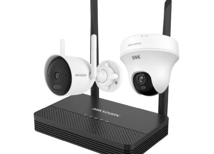 KIT DE CÁMARAS WIFI BALA Y TORRETA HIKVISION NKS4245WBTH 4MP 5MP WIFI H.265 2.8 MM 30 M BALA 10 M AUDIO WIFI 2.4 GHZ NVR IP66 301502089 BLANCO