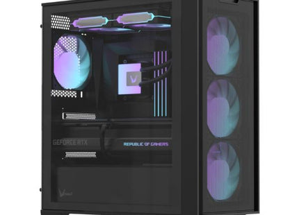 CASE RGB FORMULA V LINE AIR MESH GX600 PLUS MID TOWER 4X120MM ARGB VIDRIO TEMPLADO Y MALLA FRONTAL SIN FUENTE DE PODER 4711401668909 NEGRO