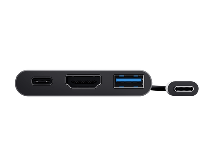 Trust Dalyx 23772 hub USB-C vista angular mostrando todos los puertos disponibles