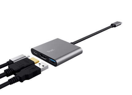 Hub USB-C Trust Dalyx 23772 vista superior mostrando diseño compacto de aluminio