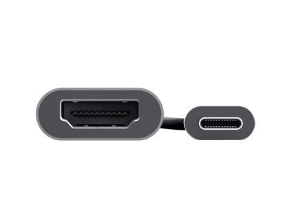Adaptador Trust Dalyx 23774 conectado entre laptop y monitor 4K