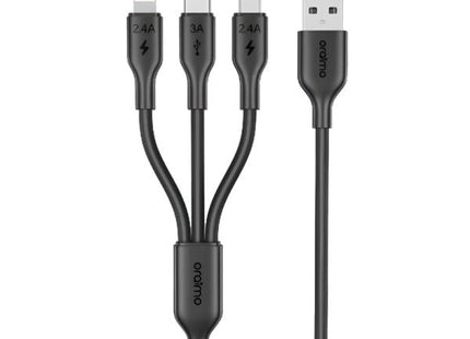 CABLE USB-A A USB-C/LIGHTNING/MICRO-USB ORAIMO DURALINE 4 480 MBPS 1.2 M OCD-118MCL NEGRO