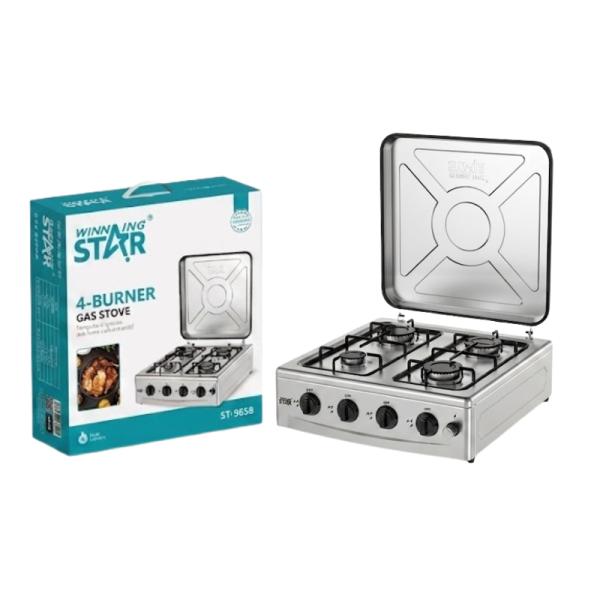 Cocina de gas Winning Star ST-9658 de 4 quemadores color plateado