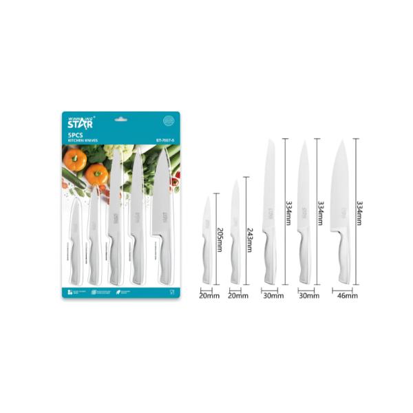 Kit de cuchillos Winning Star ST-7807-5 de 5 piezas color plateado