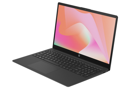 Vista lateral de laptop HP 15t-fd000b mostrando puertos y grosor del equipo