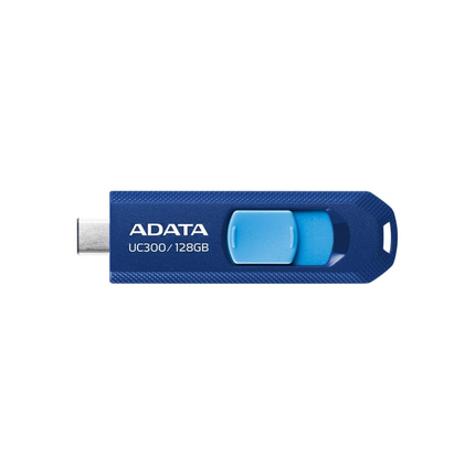 Memoria USB ADATA UC300 | 128GB | USB 3.2 | Tipo-C | Azul | Diseño sin tapa