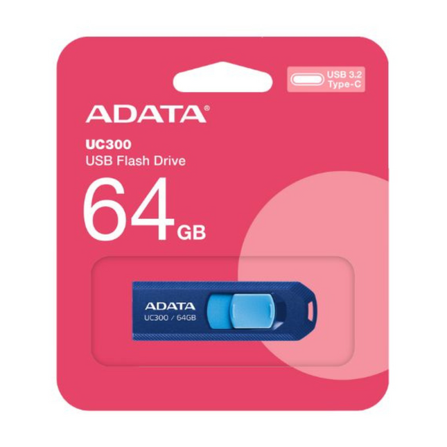 Memoria USB 64GB ADATA UC300 ACHO-UC300-64G-RNB/BU | USB 3.2 | Tipo-C | Azul