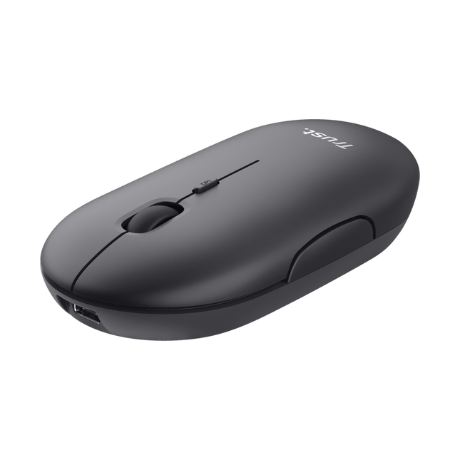 Mouse Trust Puck Ultrafino Inalámbrico Recargable Negro, 24059