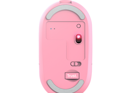 Mouse Trust Puck rosa con receptor USB y cable de carga incluidos en empaque