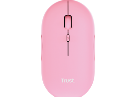 Mouse Trust Puck 24125 rosa inalámbrico vista superior con diseño minimalista ultrafino