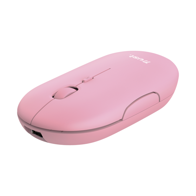 Mouse Trust Puck Ultrafino Inalámbrico Recargable Rosa, 24125