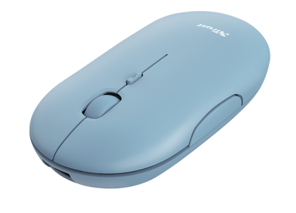 Mouse Trust Puck recargable diseño minimalista vista lateral mostrando grosor