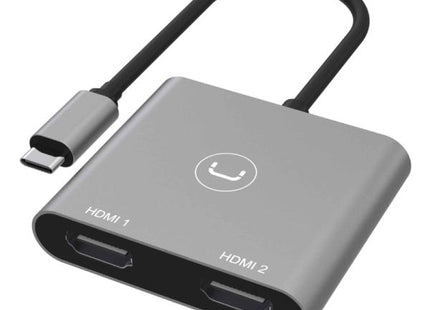 ADAPTADOR UNNO TEKNO HB1103GY USB-C 2X HDMI SOPORTE 4K Y PLUG & PLAY GRIS
