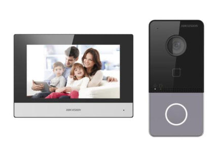 KIT VIDEOPORTERO IP HIKVISION DS-KIS603-P(D)(O-STD) (E) TECLADO TÁCTIL EN MONITOR CÁMARA 2MP ETHERNET / WI-FI / RS-485 305306551 GRIS
