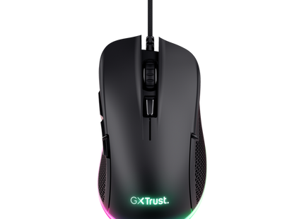 Mouse gaming Trust GXT 922 Ybar negro con iluminación LED RGB vista frontal
