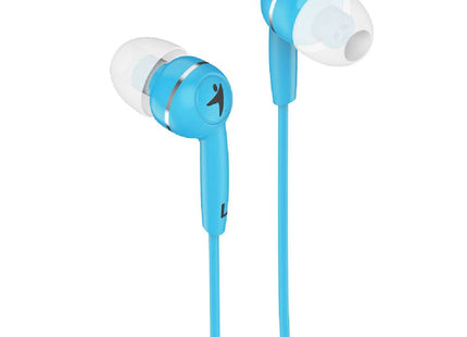 Vista detalle micrófono integrado y botón control audífonos Genius HS-M320 azul