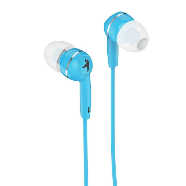 Vista detalle micrófono integrado y botón control audífonos Genius HS-M320 azul