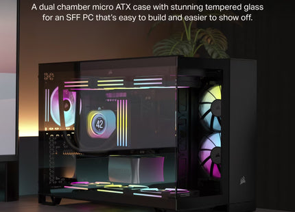 Case Gaming Corsair 2500X | Media Torre | Doble Cámara | Vidrio Templado | Black