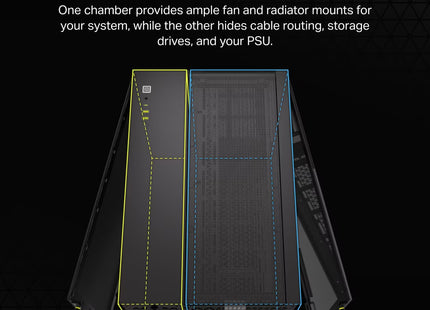 Case Gaming Corsair 2500X | Media Torre | Doble Cámara | Vidrio Templado | Black