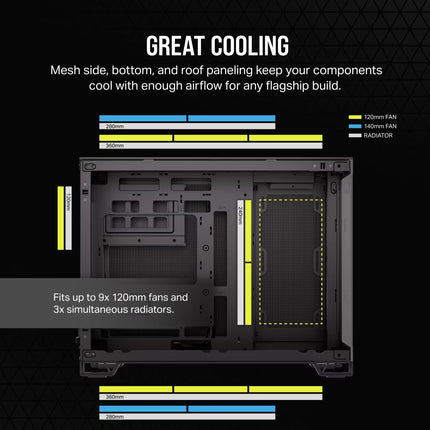 Case Gaming Corsair 2500X | Media Torre | Doble Cámara | Vidrio Templado | Black