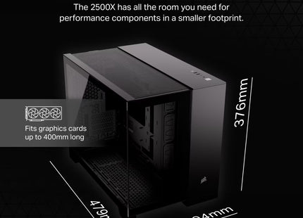Case Gaming Corsair 2500X | Media Torre | Doble Cámara | Vidrio Templado | Black