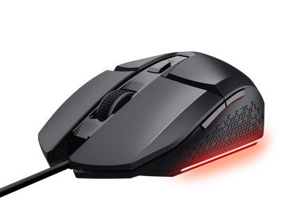 Mouse Trust GXT 109 Felox desde arriba con detalles de diseño gaming