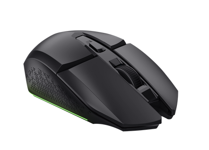 Mouse Trust Gaming GXT 112 cargándose con LED indicador de batería encendido