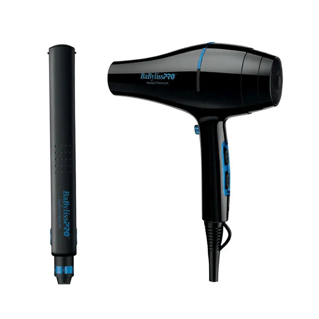 Pack BaByliss Edición Limitada Nano Black | Plancha 1” + Secadora 2000W | Tecnología Nano Titanium | Profesional