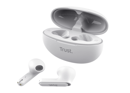 Vista lateral audífonos Trust Yavi diseño ergonómico blanco