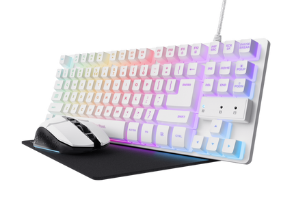 Kit Trust Gaming GXT 794W completo 3 en 1 color blanco sobre fondo neutro