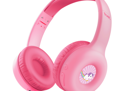 Headset Trust Nouna rosa para niños con diadema ajustable vista frontal