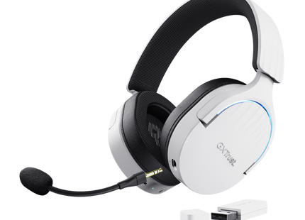 Headset gaming Trust GXT 491W blanco vista trasera con detalles