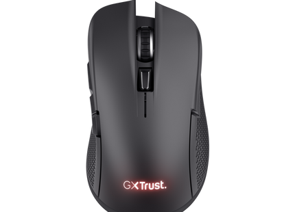 Mouse gaming Trust GXT 931 Ybar negro con iluminación RGB vista frontal