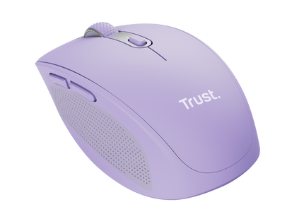 Mouse Trust Ozaa lila vista lateral derecha ergonómica