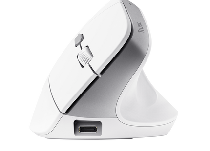 Trust mouse vertical ergonomico inalambrico Bayo color blanco recargable - 25398