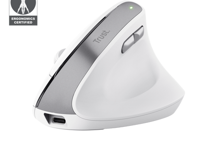 Trust mouse vertical ergonomico inalambrico Bayo color blanco recargable - 25398