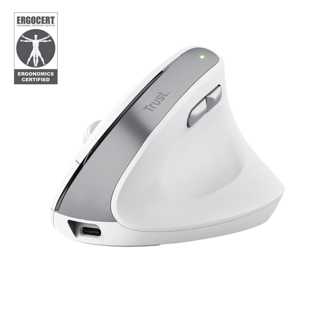 Trust mouse vertical ergonomico inalambrico Bayo color blanco recargable - 25398