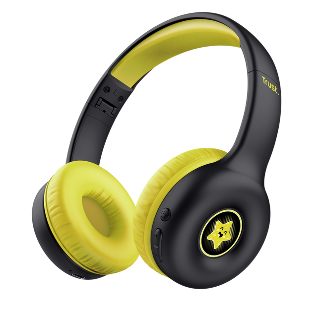 Headset Trust Nouna 25405 infantiles negro amarillo vista frontal