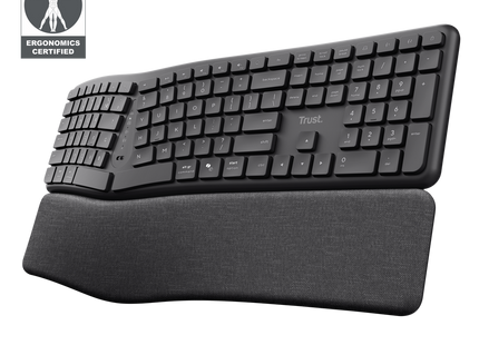 Detalle de teclas silenciosas del teclado Trust Keyra ergonómico español