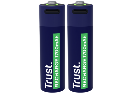 Pilas Trust AA Recargables USB-C Azul (2-Pack), 25584